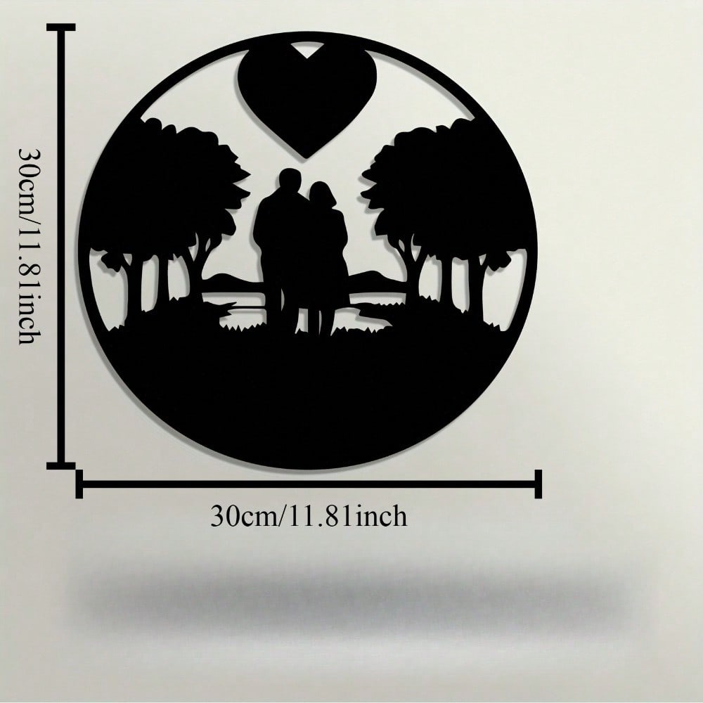 Vintage Palm Tree Couple Metal Wall Art, Romantic Iron Sculpture Anniversary Gift