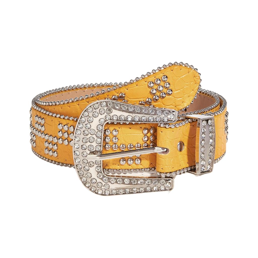 Western Rivet Studded Belt for Women with Beaded Trim Cowgirl Belt for Jeans Pants Girl Belt Decorative Waistband