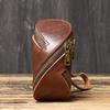 Vintage Leather Key Bag Cowhide Hand Carry Car Key Storage Bag Vegetable Tanned Leather Zipper Change Bag