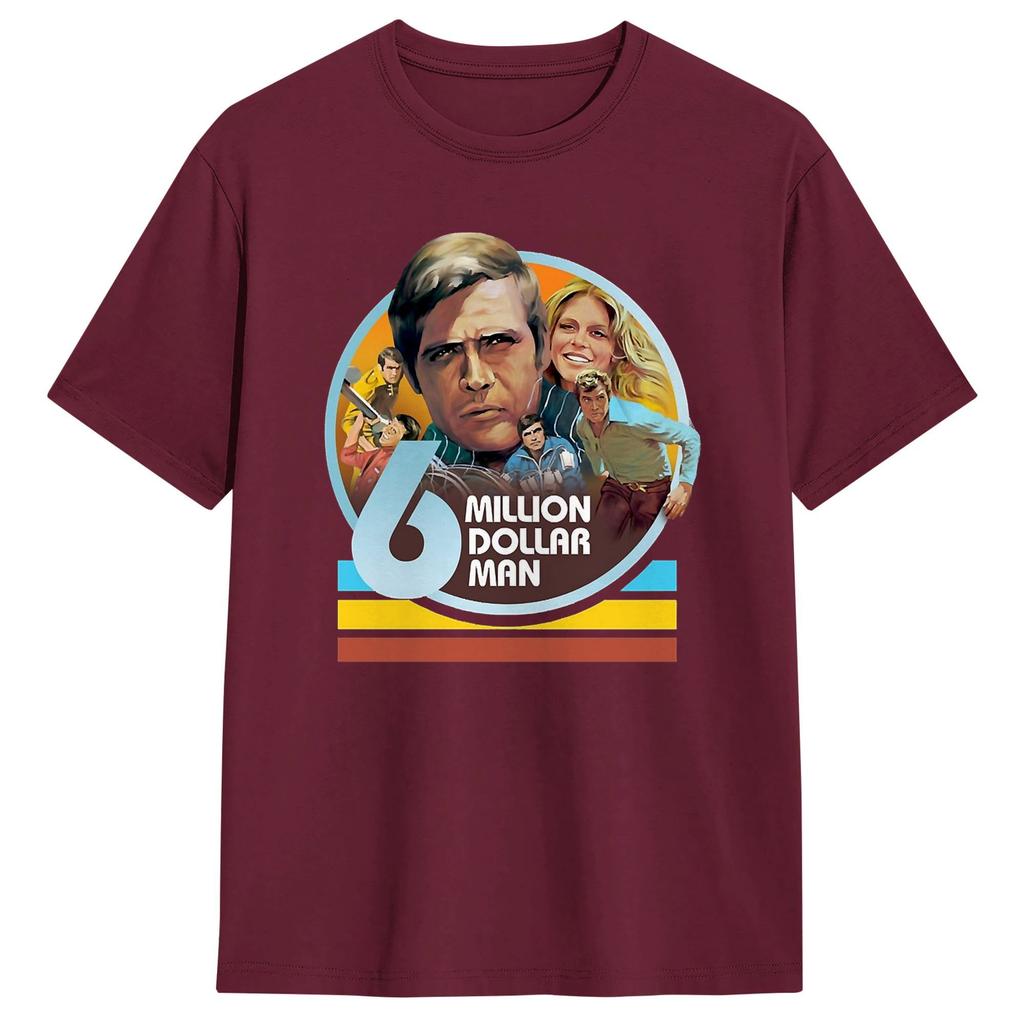 Sex Miljoner Dollar Unisex TV T-shirt för Unisex Rolig Bomulls T-shirt Rund Hals Kortärmad T-shirt Klassiska Toppar