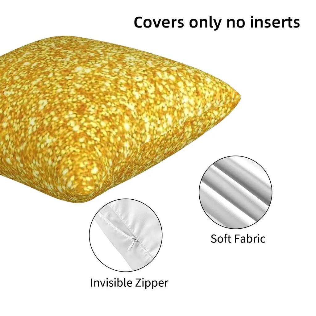 Gold Glitter 2 Pcs Square Pillowcase Pillow Cover Cushion Decor Comfort Throw Pillow For Home Bedroom
