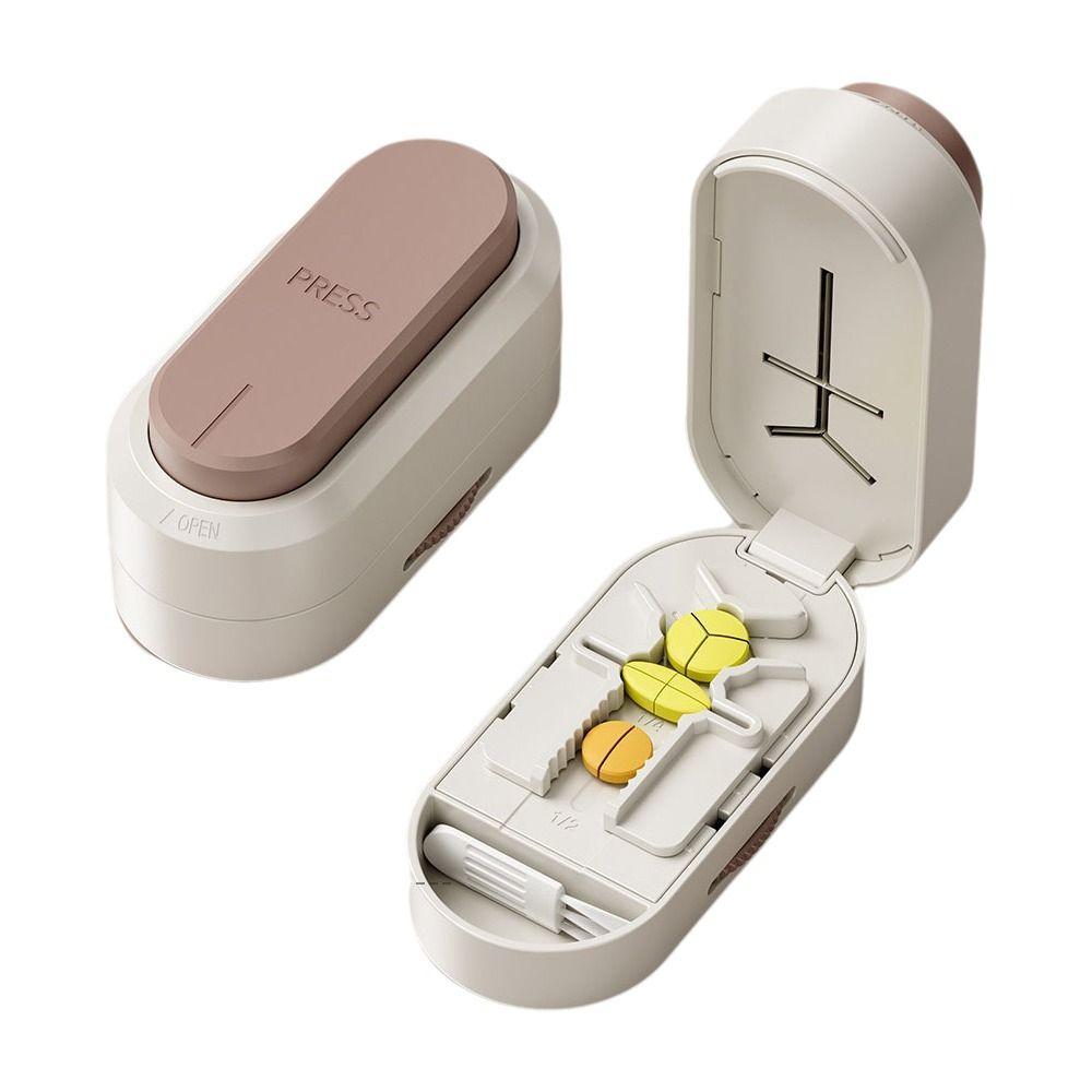 Dustproof Pill Cutter Hidden Blade Drug Tablet Divider Organizer Quartering Pill Divider Adjustable Crusher Divider