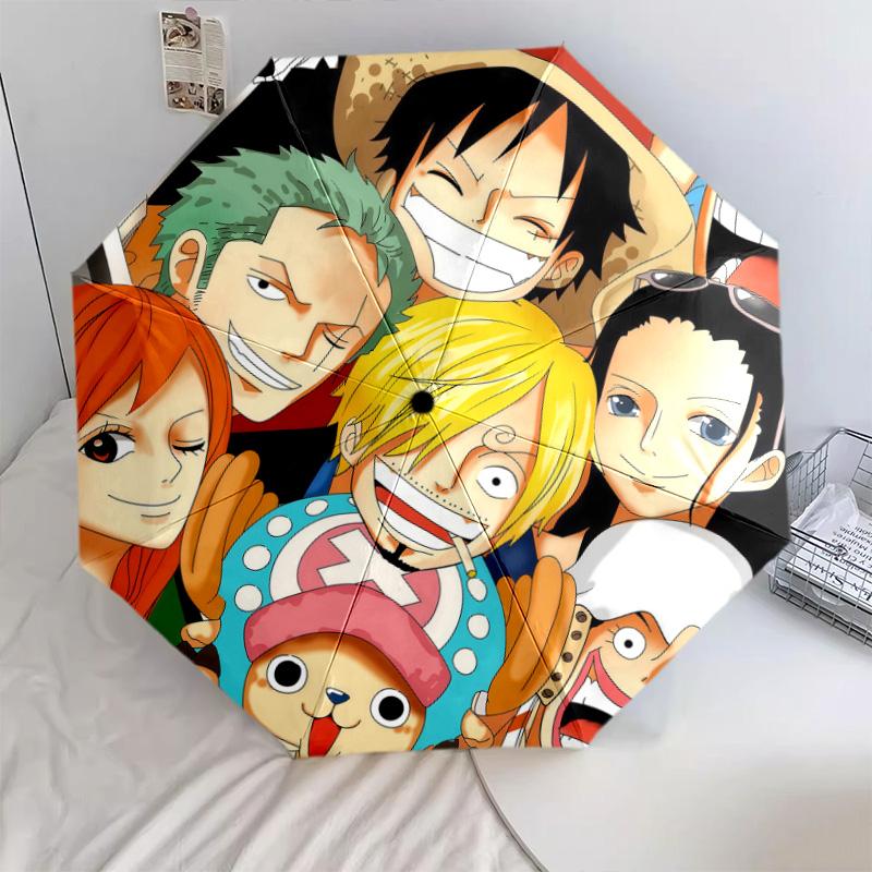 1 Stück Automatischer Faltregenschirm - Anime One Piece Muster Tragbares faltbares Design Mit 8 Rippen Weihnachts-Geburtstagsgeschenke