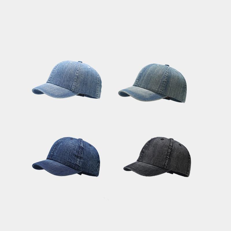 European and American new washed denim short brim cap women's trendy British retro versatile baseball cap men's sun hat