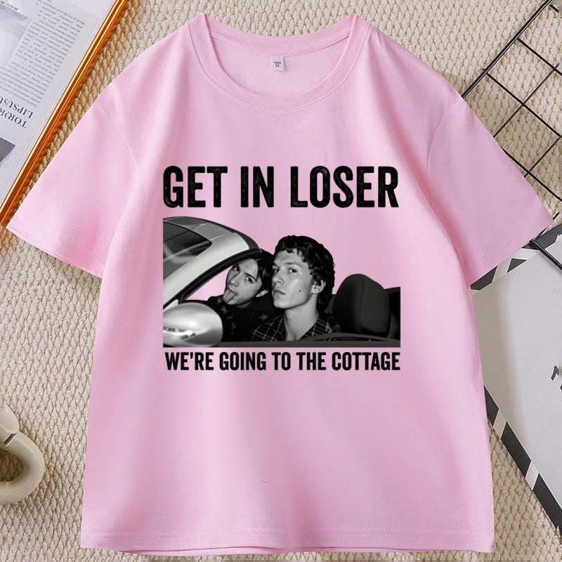 Get in Loser TShirt Casual Short Sleeve Round Neck Tshirt Funny Graphic Tshirts Comfortable Streetwear Clothing Tops