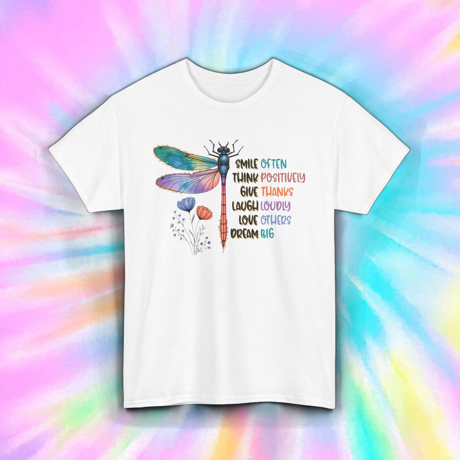 Positive Dragonfly Shirt Inspirational Words Uplifting Mental Health Tee S-5XL M