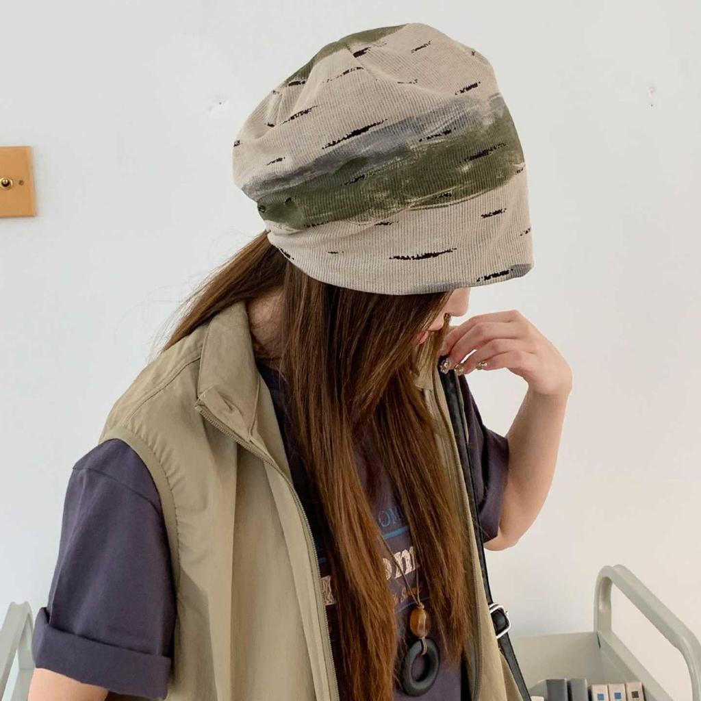 Lazy wind loose hole pullover hat children's season thin confinement hat big head circumference knitted stack hat cold hat