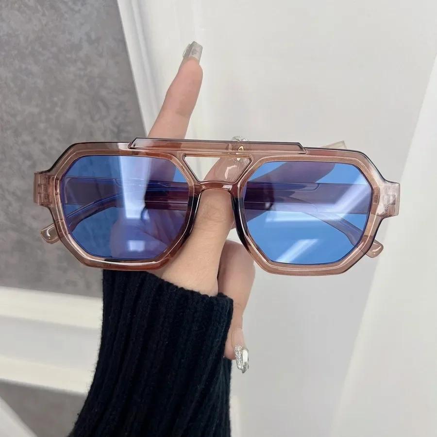 Designer Square Sunglasses Women Men Trendy Brand Ocean Color Sun Glasses Female Male Mirror Classic Big