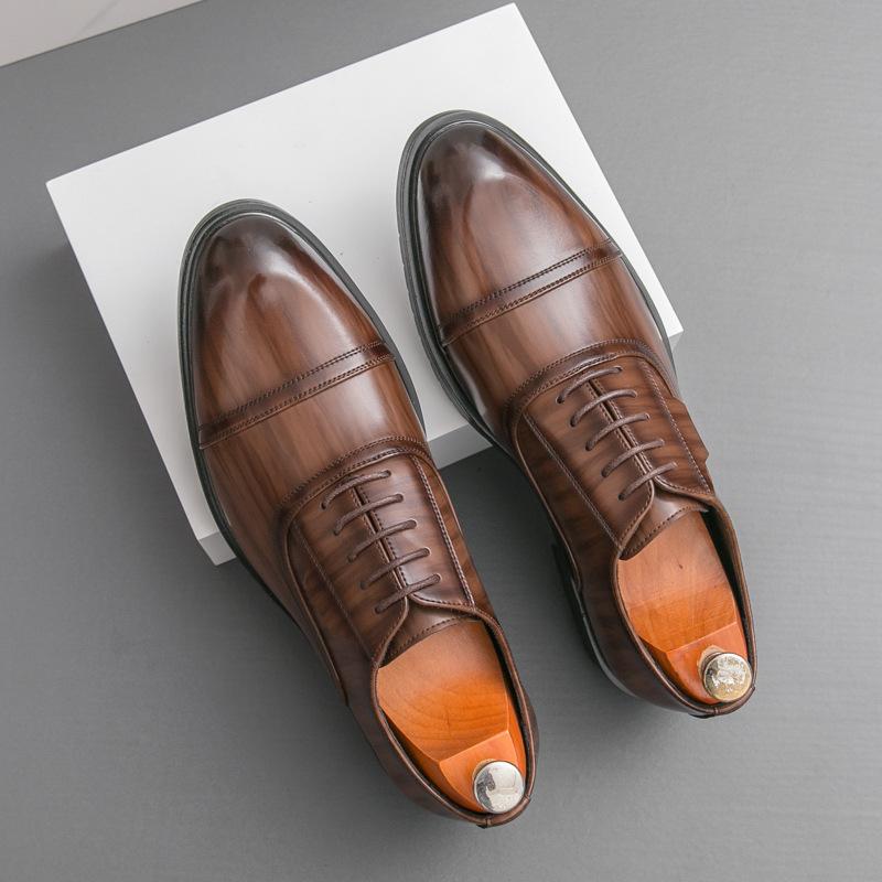 2025 Spring and Autumn New Men's Business Dress Leather Shoes Men's Three-joint Lace-up Single Shoes Breathable Security Leather Shoes 008