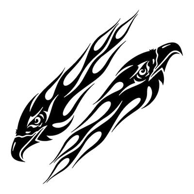Generales Adler Fahrzeugaufkleber, Adler Motorradaufkleber - 2 Motorradaufkleber - Flammenadler