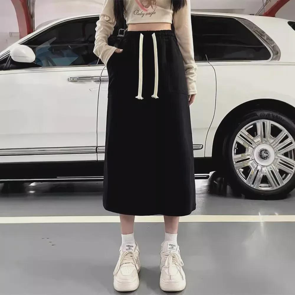 Gonna Slim a Vita Alta Stile Coreano 2024 con Spacco Posteriore - Versatile, Casual ed Elastica