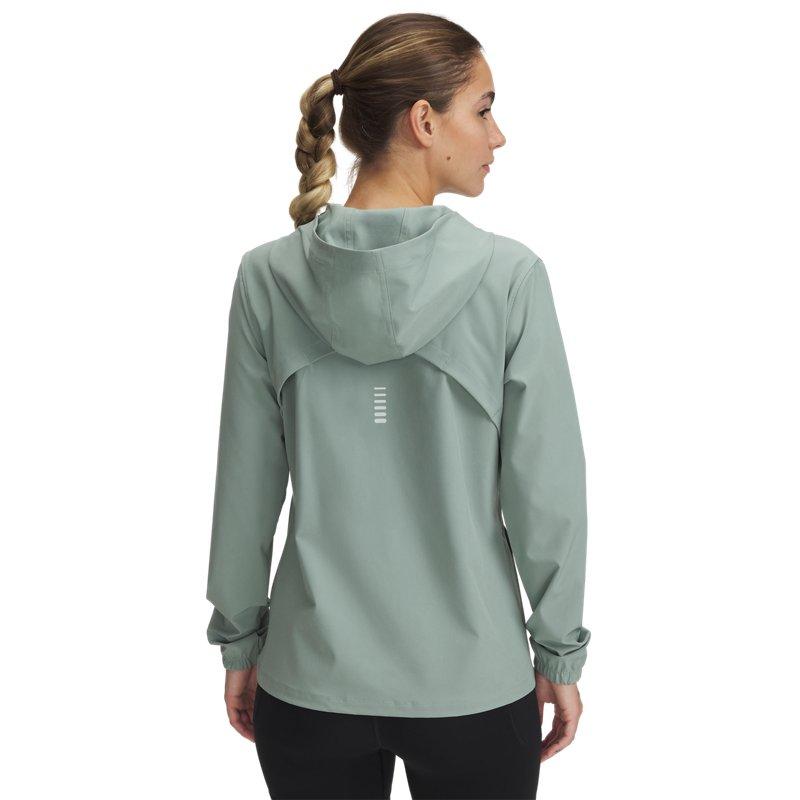 Under Armour SS25 Série Out The Storm Veste Décontractée à Capuche et Manches Longues avec Imprimé Lettres Femmes vestes Vert Citron 1377043-348
