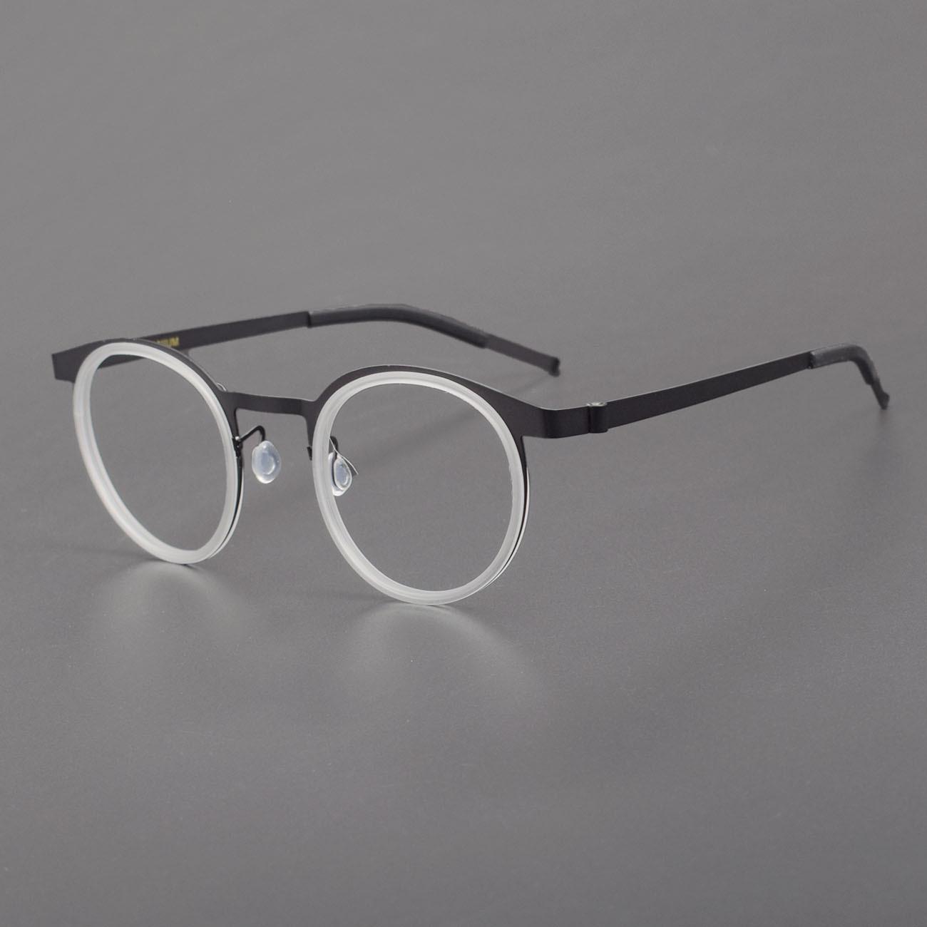 

Linde 9704TR безвинтовая круглая ретро-оправа для очков для мужчин - совместима с линзами по рецепту