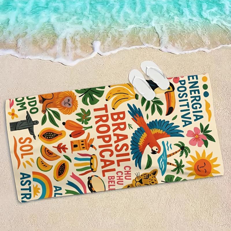Brazilian Summer Beach Towel, Tropical Design Quick Dry Absorbent Lightweight for Camping Beach Travel Fashion Gift