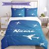 3pcs Custom Name Airplane Bedding Set Duvet Cover Closure Includes 1 Duvet Cover & 2 Pillowcases, Soft and Comfortable for All Seasons.