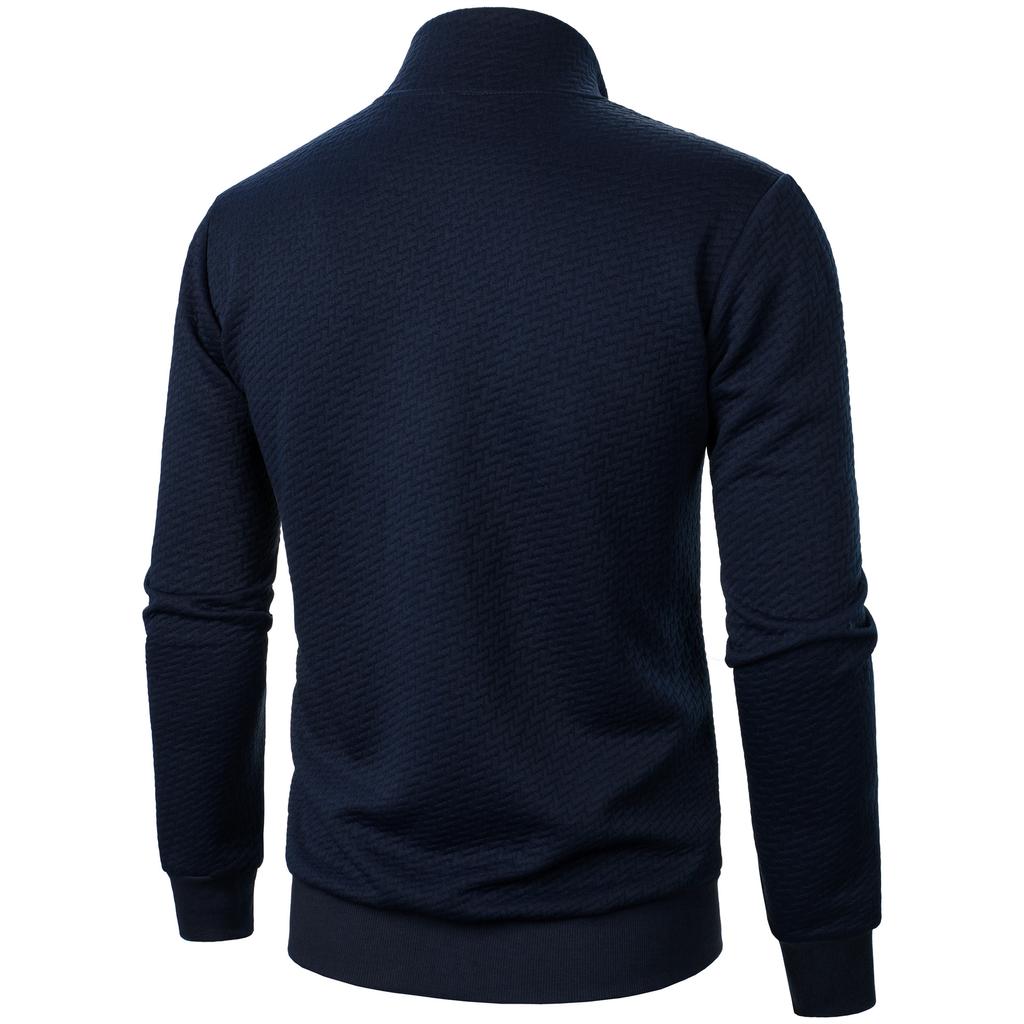 Nowy męski nowy kolorowy sweter z zamkiem i stójką, męski casualowy sweter kardigan żakardowy