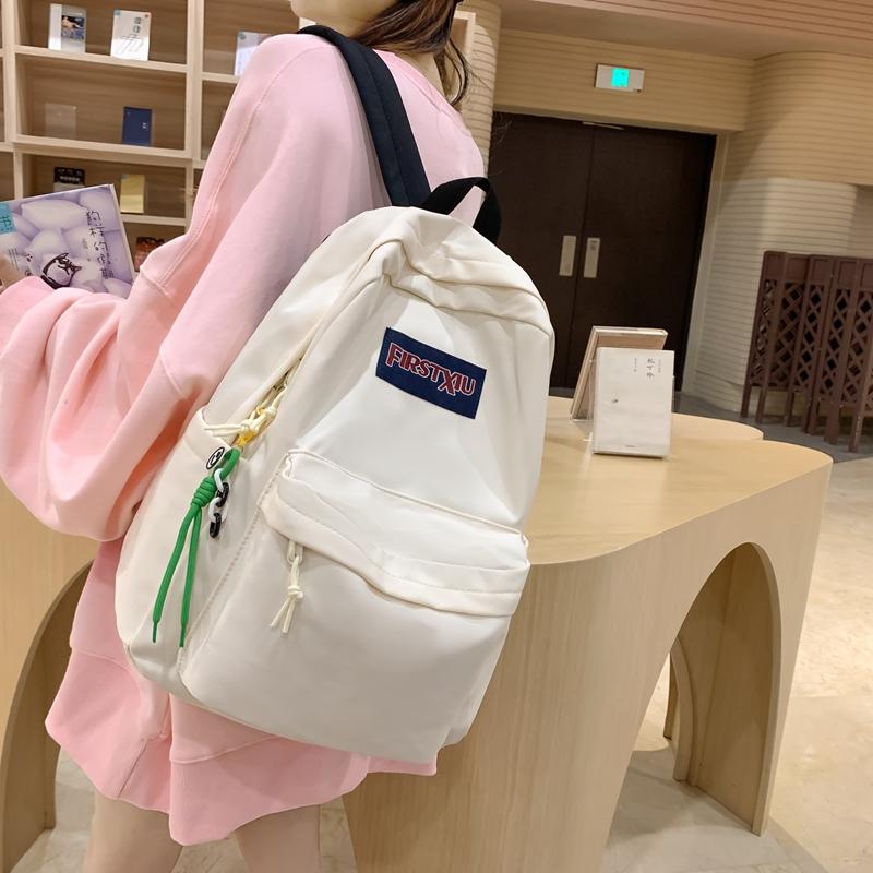 Female Solid Color Backpack Junior Senior High School Student Schoolbag Large Capacity Backpack Girls