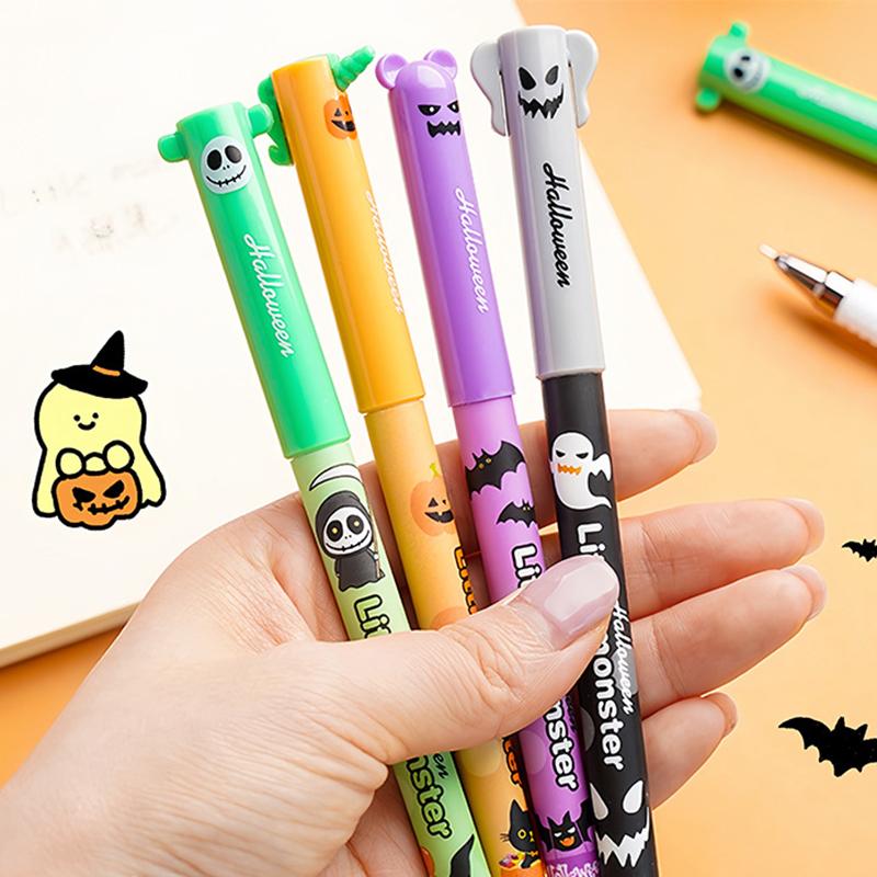 4 Pcs Cartoon Halloween Christmas Erasable Gel Pen Cute 0.5Mm Blue/Black Ink Signature Pens School Supplies Student Gifts