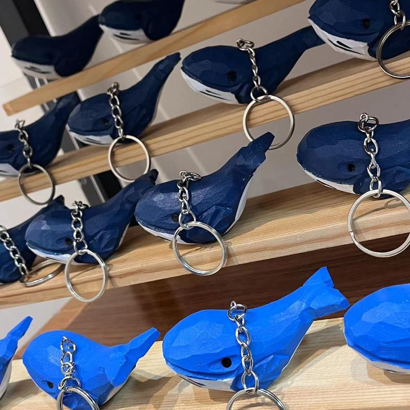 Carved Blue Whale Pendant Pendant Key Chain Hand-carved Blue Whale Woodcut Small Gift Blue Whale Adornment New