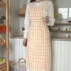 Cotton Sleeveless Apron With Fresh Checkered Pattern For Kitchen And Cafe Use