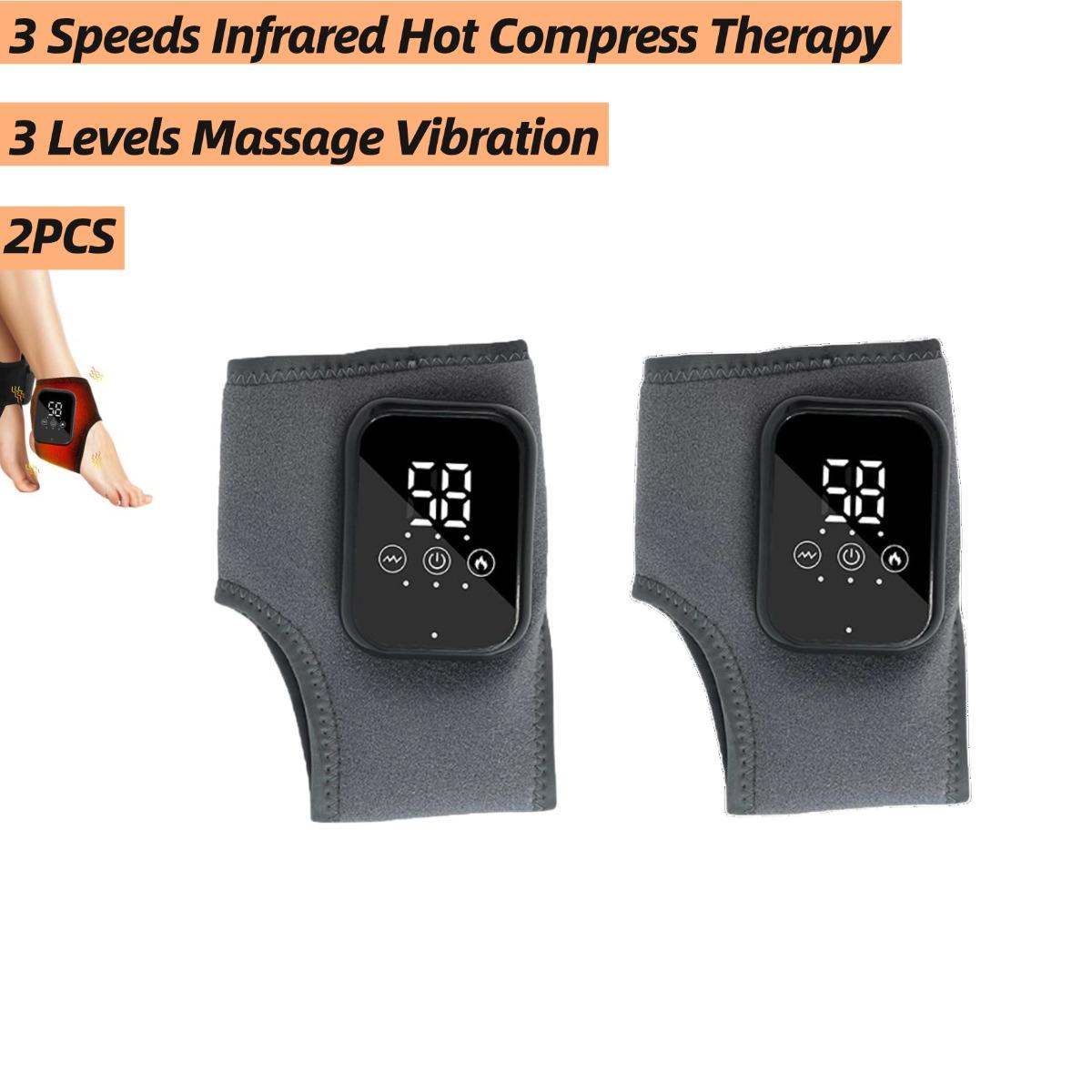 

Масажер для ніг, Масажер потрійної дії для оновлення ніг, Бездротовий і портативний нагрівальний бандаж для гомілкостопа з 3 швидкостями та 5 температурами, Знеболення стоп та гомілкостопів