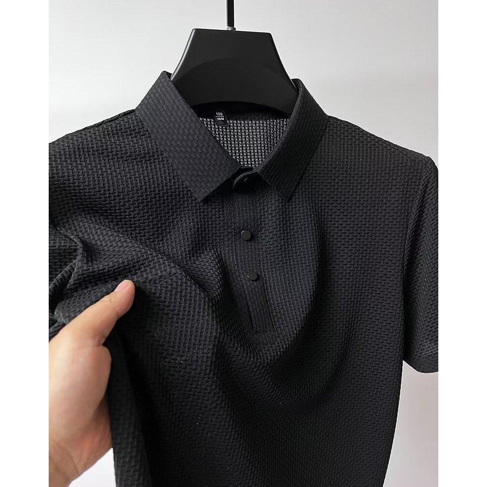 Easy Business Men's Freemason Logo Print Shirt - Short-Sleeved for Casual Work and Gatherings