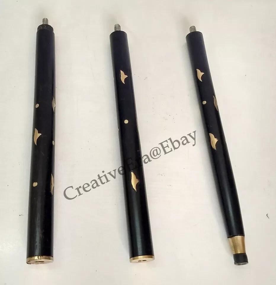 Handmade Wooden & Brass Designer Handle Cane – Black Wooden Walking Stick