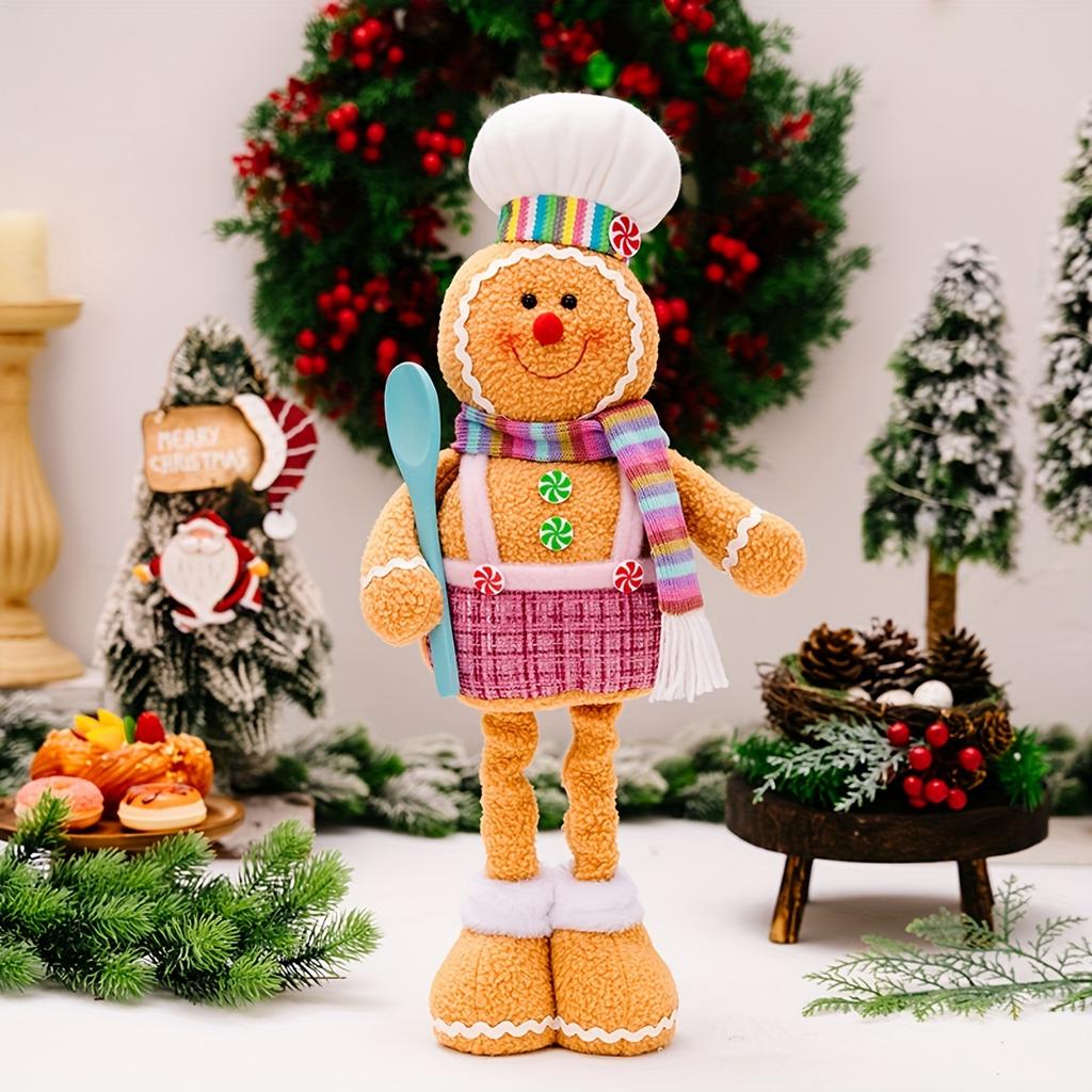1pc/2pcs Cartoon Christmas Doll Ornaments Christmas Telescopic Gingerbread Man Doll Colorful Gingerbread Window Ornaments, Christmas Decoration