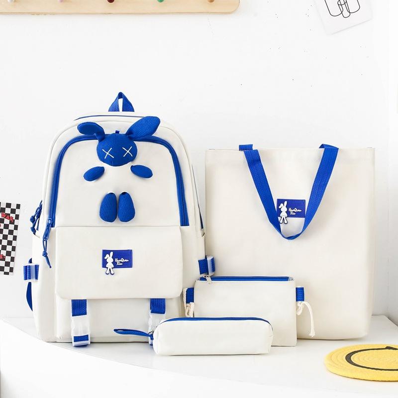 TS JYL laptop bag,New Color Block Multi-Sets Large Student Backpack Light Trendy Backpack One size fits all белый