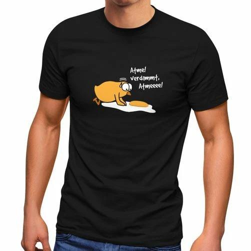 Men s T-Shirt Fried Egg Saying Breathe! Damn Chick Fun Shirt Print Funny- 3XL