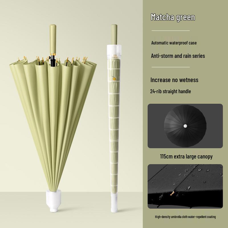 Women's High-End Automatic Long-Handled Umbrella with Straight Rod - Suitable for Rain or Shine and Men's Business Logo