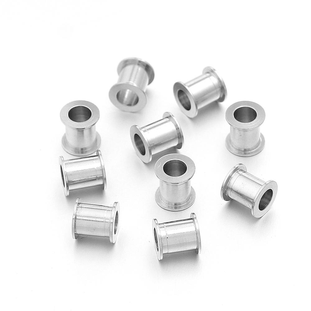 5-10pcs/lot Stainless Steel Spacer Beads Big Hole Round Big Hole Slider Beads DIY Jewelry Making Necklace Bracelet Accessories