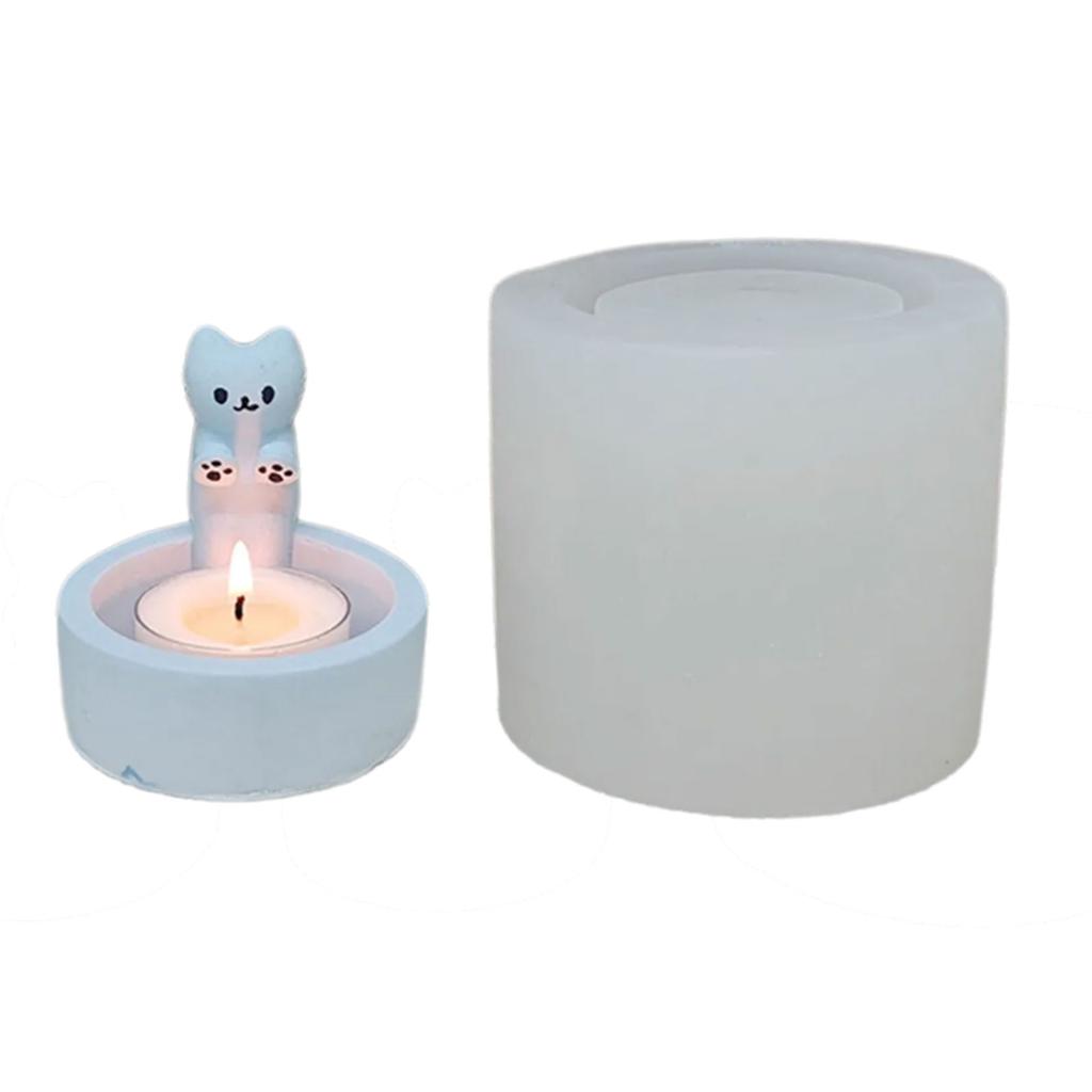 Silicone Moulds Animal Candlestick Resins Molds Cute Cat Candle Holder Silicone Molds DIY Concrete Molds Castings Mould