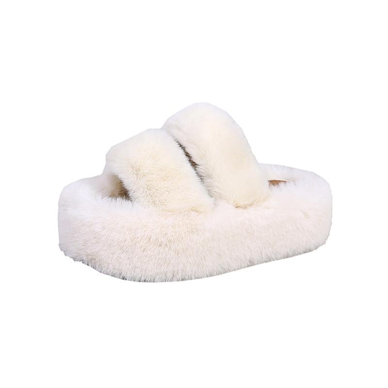 

Thick-soled wool slippers for women wear 2025 new autumn and winter lazy home high-end plush cotton slippers 35