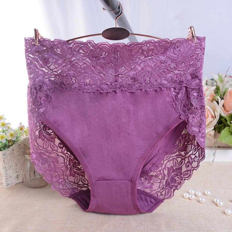 Chiloți de damă modal cu talie înaltă și bordură din dantelă - Mărimi mari, respirabili și confortabili