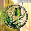 Acrylic Butterfly & Lily of the Valley Suncatcher Stained Glass Effect Window Hanging Ornament Floral & Insect Themed Gift for Home