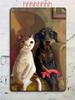 Vintage Tabby Cat Wall Art Aluminum Metal Painting Lollipop Knife Decor 20x30cm