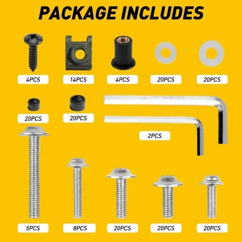 177pcs/Box Screws Aluminum Windscreen Screws Colorful Fasteners Screws Set Motorcycle Fairing Bolt Kit Motorcycle Modified Parts