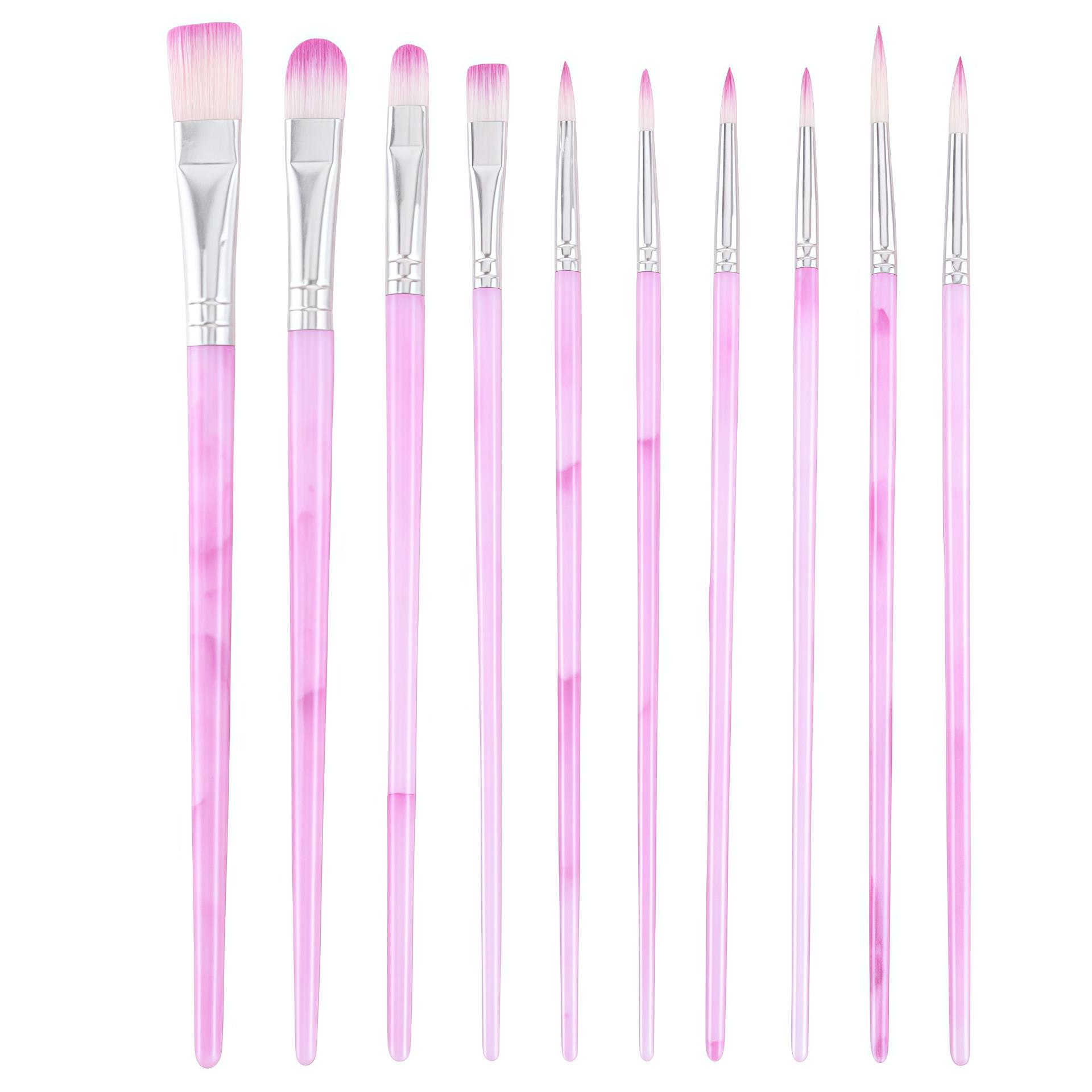 10-Piece Nylon Bristle Paint Brush Set for Watercolor, Oil, Acrylic, and Ink Wash Art 10-Piece Brush Set