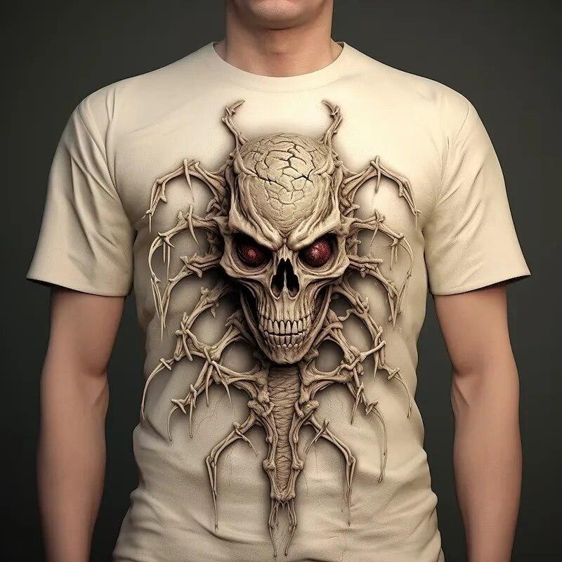 T Shirt For Men O-neck Fashion 3D Spider Printing Pattern Element Style Sports Clothing Large Size Comfortable Loose Shirts Tops