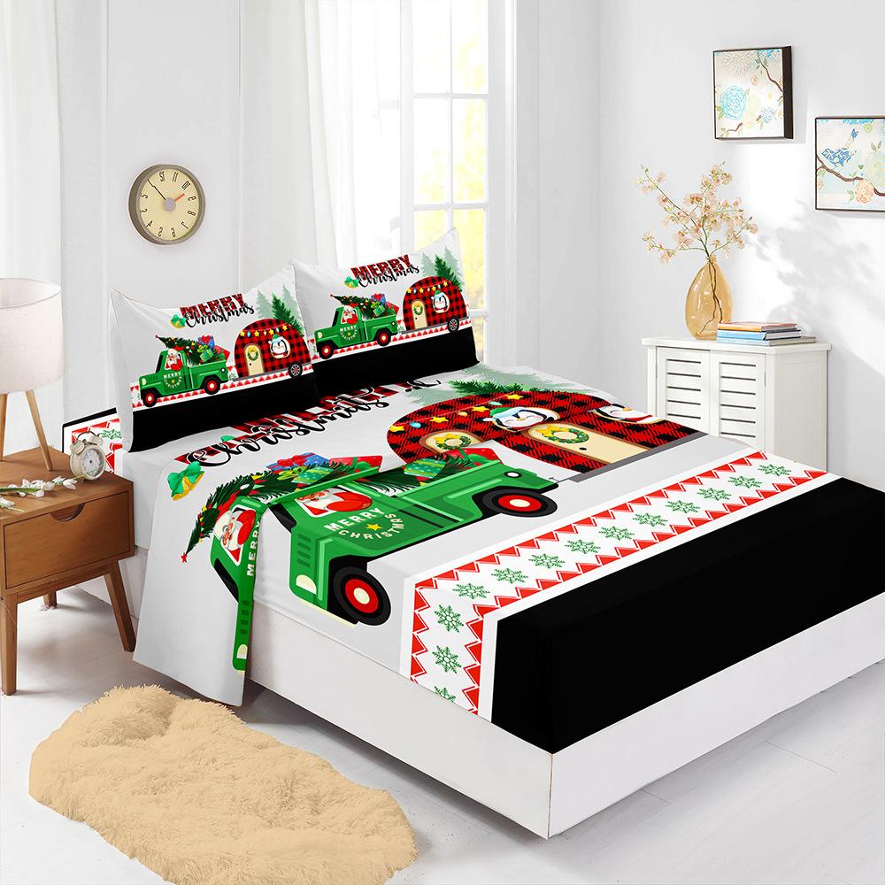 Popular Christmas Mattress Four-Piece Children'S Bedding Digital Printing Mattress Protective Cover