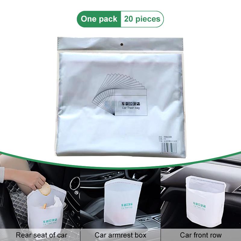 SEAMETAL 20pcs Car Disposable Trash Bags Self-Adhesive Garbage Bag Traceless Pasting Rubbish Storage Bag for Car Home Office