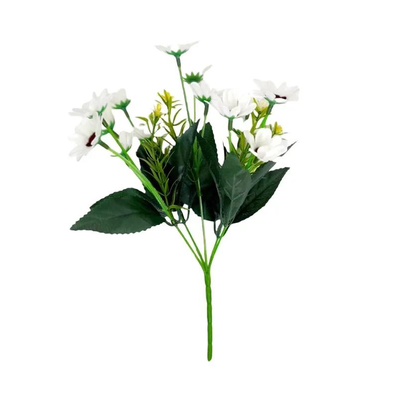 Artificial Daisies Real Touch Plastic Wildflowers Wedding Bridal Bouquet Tabletop Floral Arrangement Faux Daisy Home Decoration