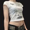 Women Crop Tops Personalized Print Short Sleeve Round Neck Casual T-Shirts Summer Slim Fit Shirts Streetwear