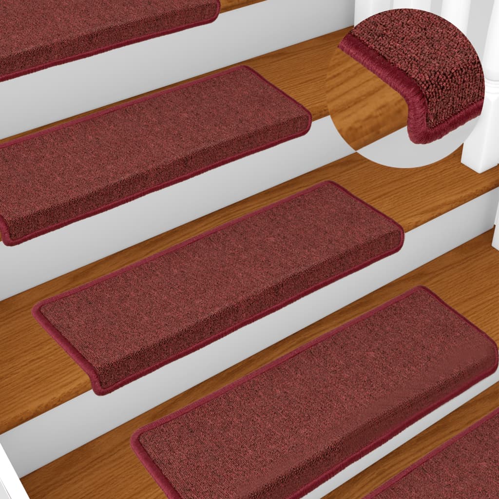 Step Mats 15 pcs. 65 x 21 x 4 cm Burgundy Rectangular Edge