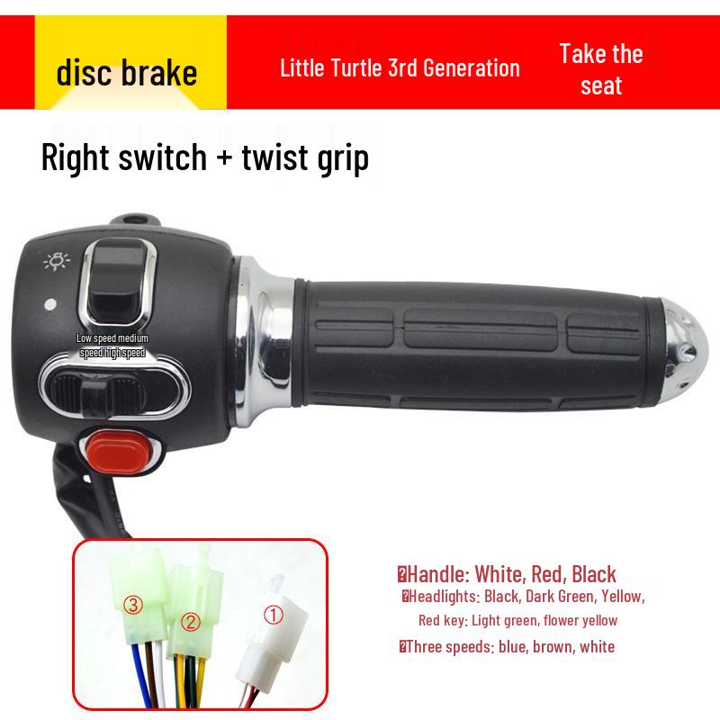 Electric Vehicle Handlebar Combination Switch with Twist Grip, Horn, Start, Headlight & Turn Signal Functions