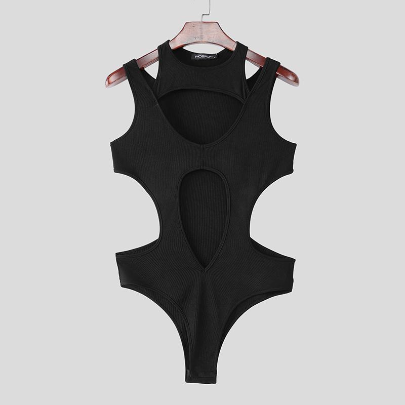 

INCERUN Мужские комбинезоны без рукавов с вырезами, облегающие, комбинезоны, нижнее белье 2XL чёрный