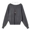 Shandubila Damen Minimalistischer Off-Shoulder Fledermausärmel Strickpullover