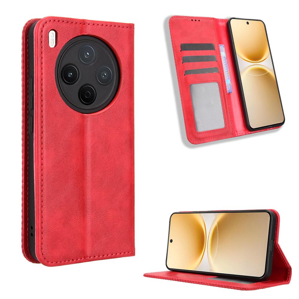 For vivo Y500 Pro 5G Leather Case Wallet Stand Retro Texture Phone Cover