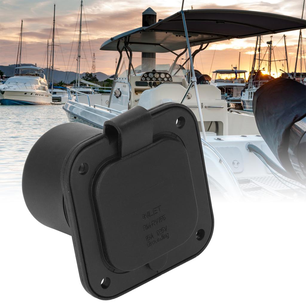 2-poliger 3-adriger Flansch-Stromeingang, gerade Flachsteckhülse mit wasserdichter Abdeckung, 15 A, 125 V